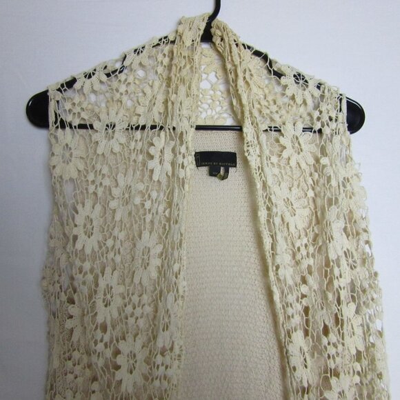 i jeans by Buffalo Tan Floral Knit Shawl Cardigan Tunic Festival - Picture 3 of 6